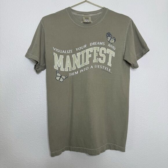 Comfort Colors Shirt Small Dreams Manifest Butterfly Graphic Short Sleeve - Picture 2 of 7
